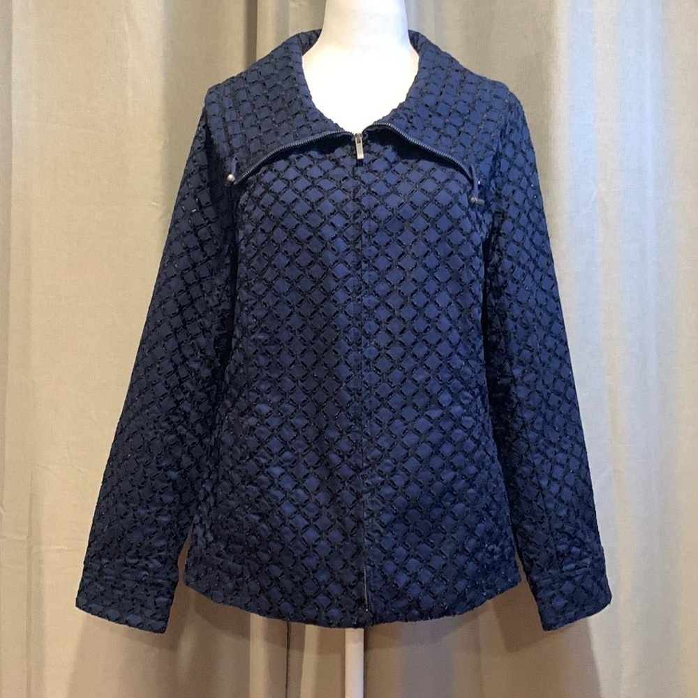 NWOT - Coldwater Creek Blue Full Zip Eyelet Jacket Size 12